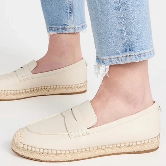 Sam Edelman Women's Kai Espadrille Loafer in Ivory Leather Size 8 - Picture 2 of 10